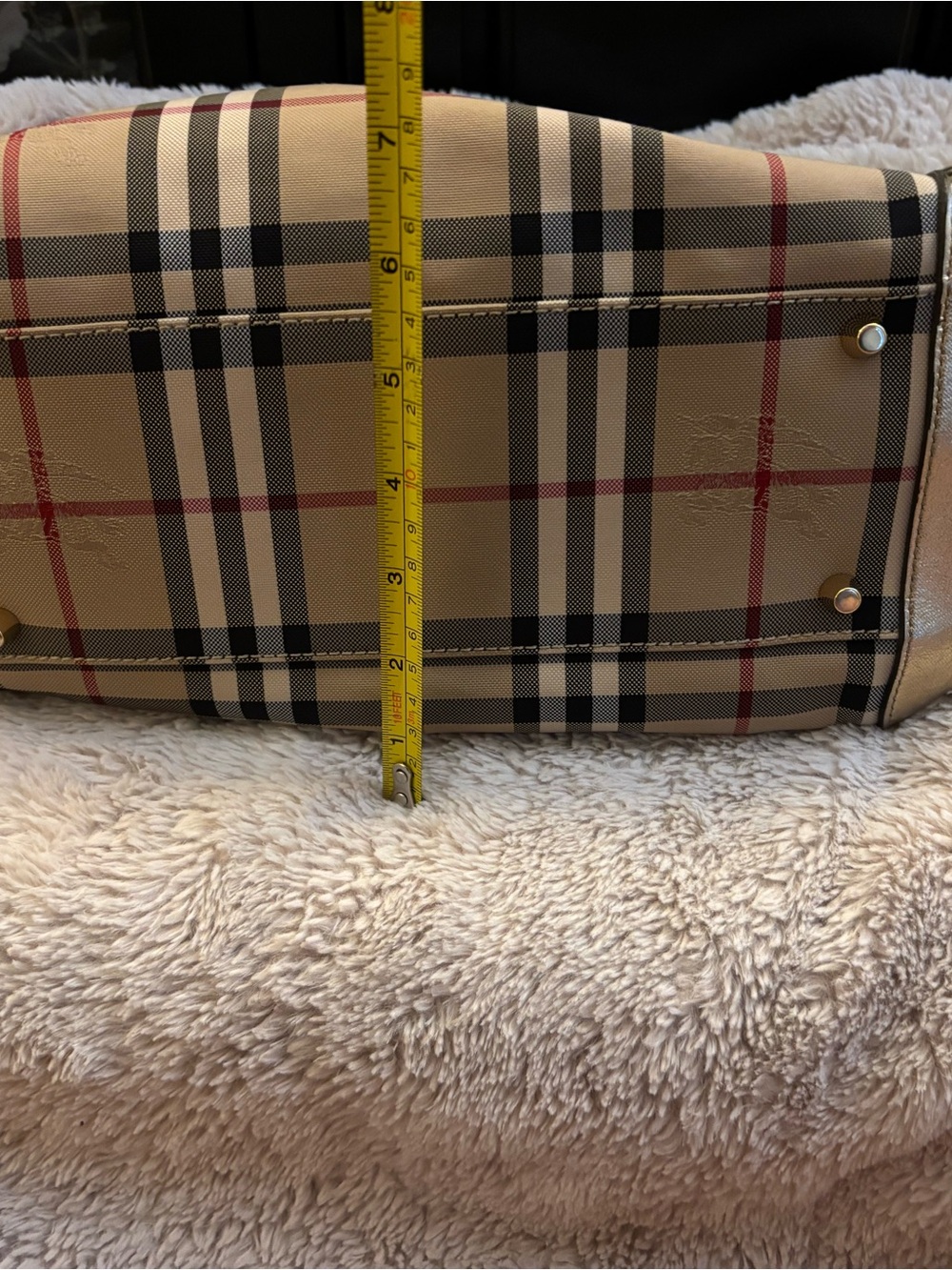 ✨RARE VINTAGE BURBERRY✨ Small Canter in Horseferry Check Beige Gold - Picture 14 of 16